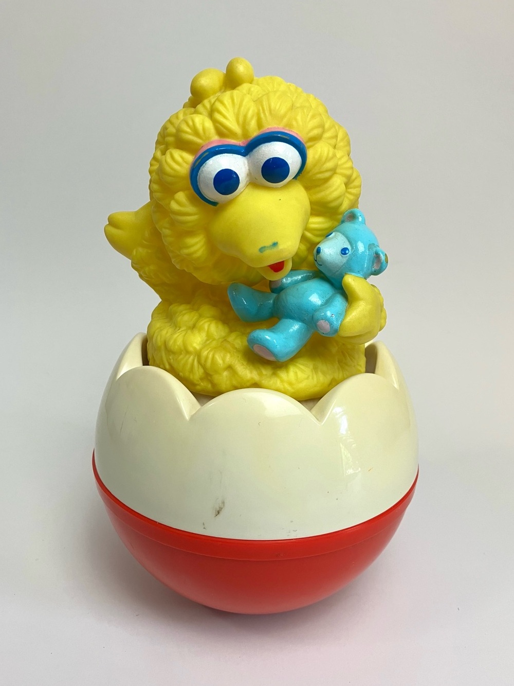 Vintage Big Bird 1980s Chime Roly Poly Musical Ball Baby Toy Sesame Street ILLCO